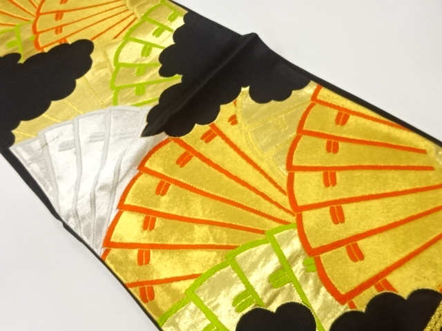 アンティーク　檜扇模様織出し袋帯（材料）